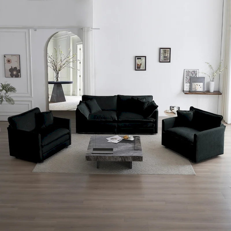 Black chenille sofa