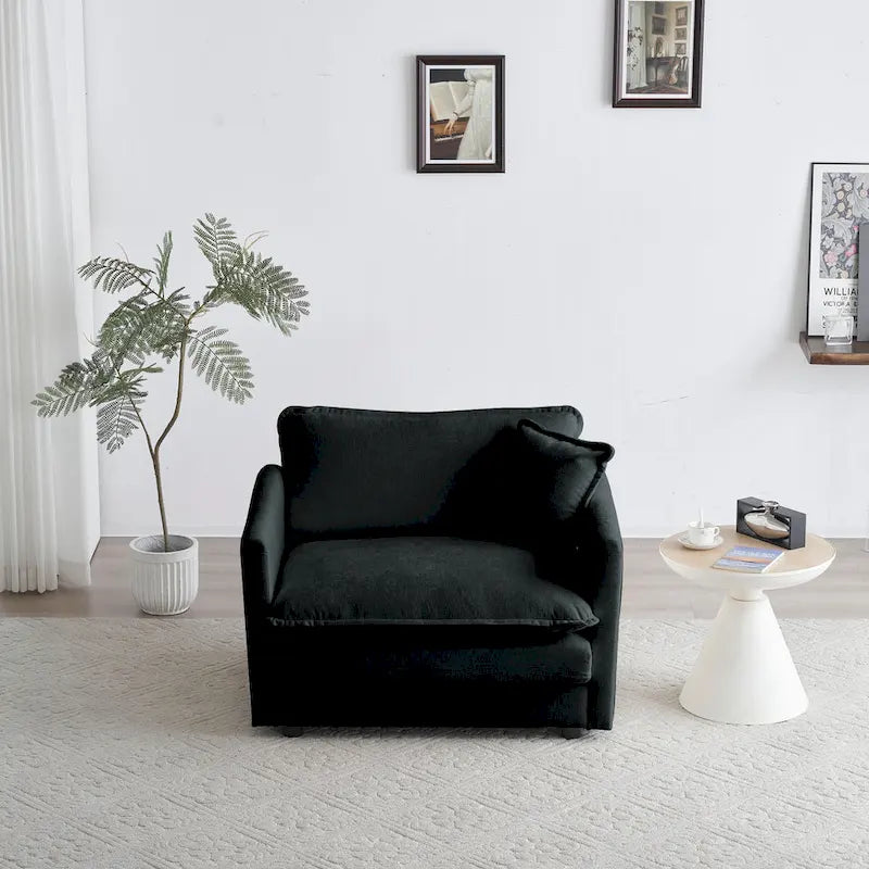 Black chenille sofa