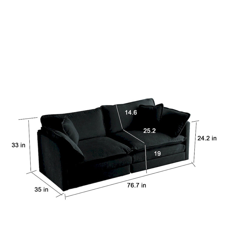 Black chenille sofa