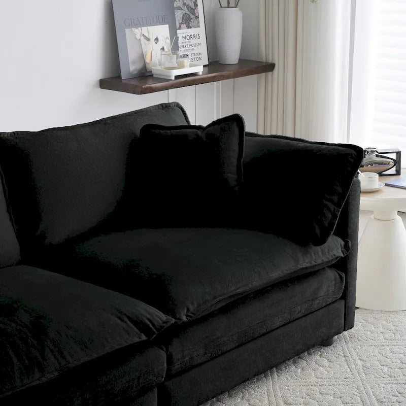 Black chenille sofa