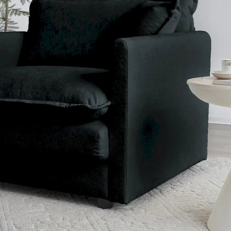 Black chenille sofa