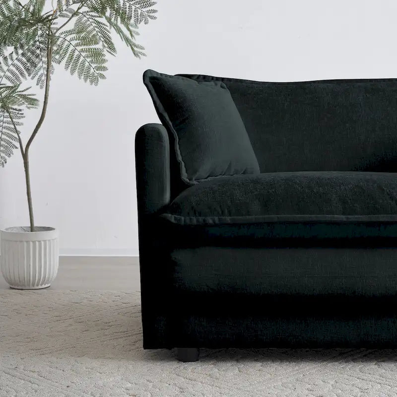 Black chenille sofa