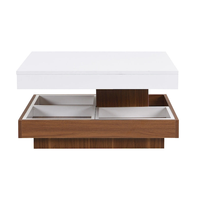 Table basse carrée double couche rotative à 360° au design moderne