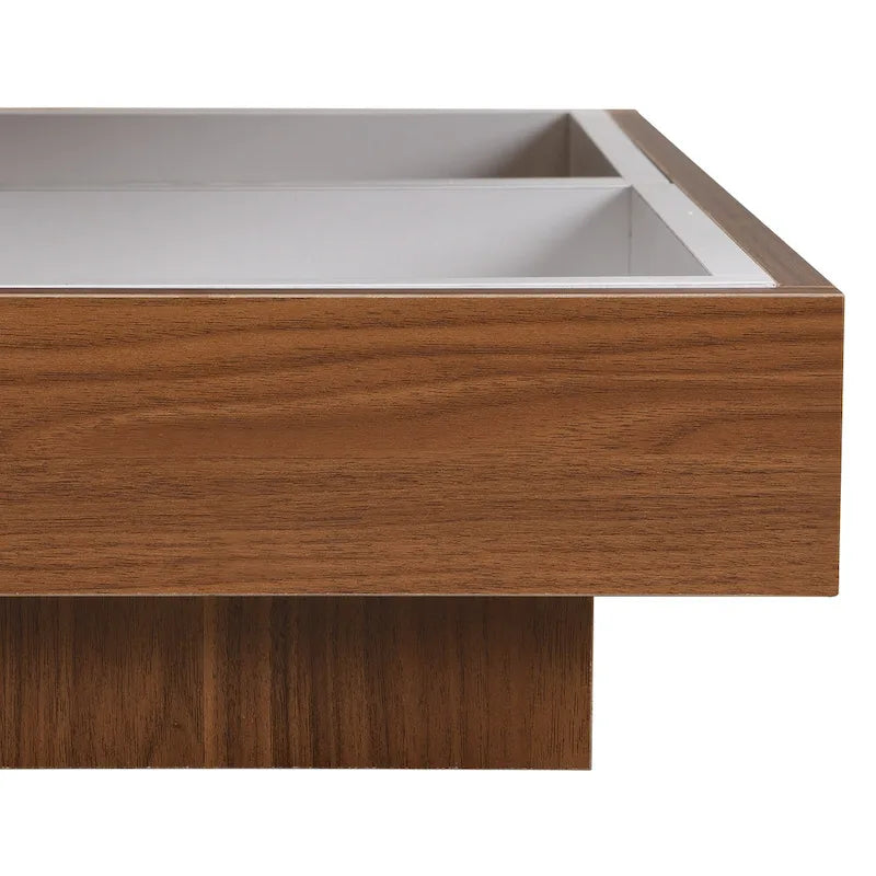 Table basse carrée double couche rotative à 360° au design moderne