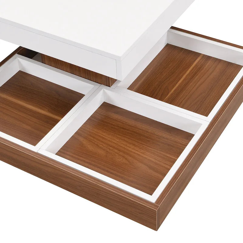 Table basse carrée double couche rotative à 360° au design moderne