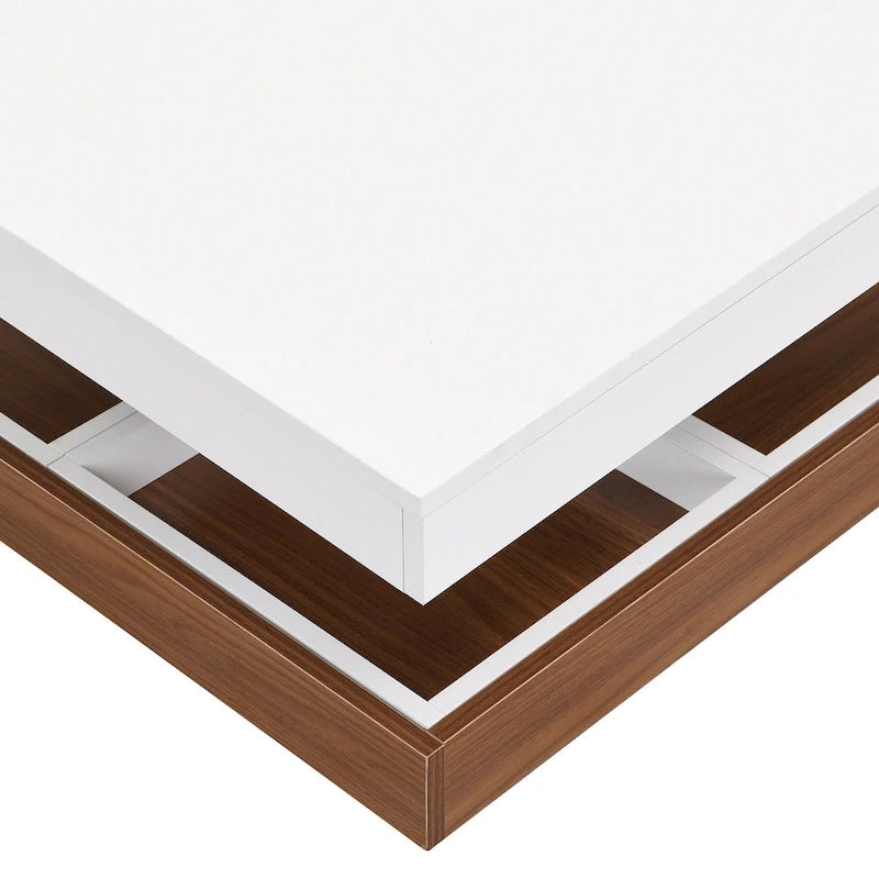 Table basse carrée double couche rotative à 360° au design moderne