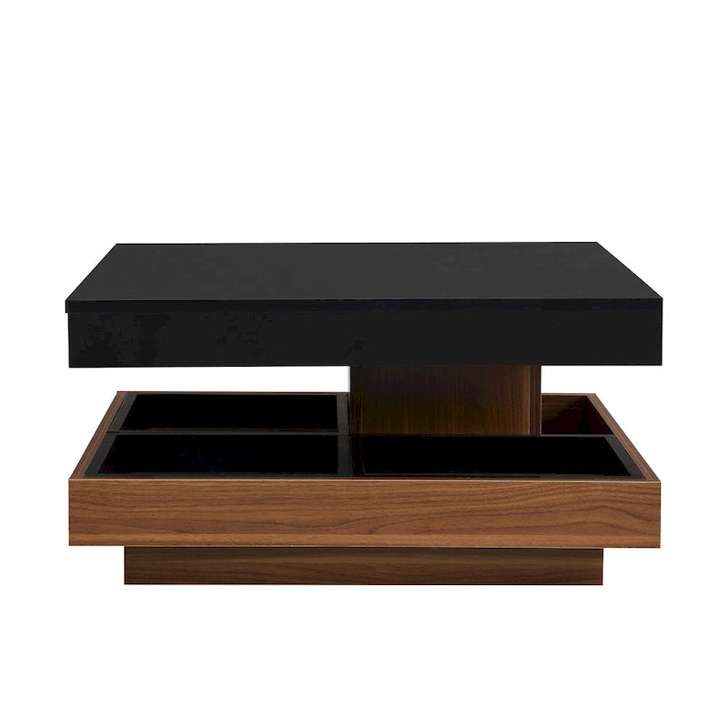 Table basse carrée double couche rotative à 360° au design moderne