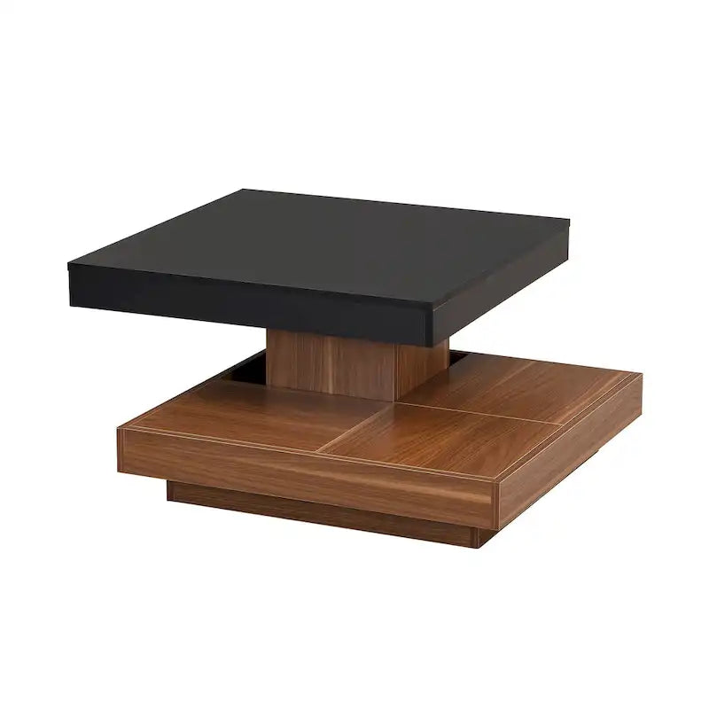 Table basse carrée double couche rotative à 360° au design moderne