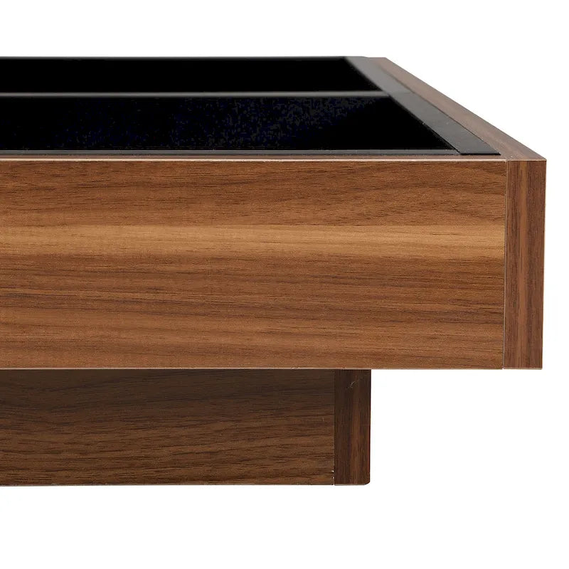 Table basse carrée double couche rotative à 360° au design moderne