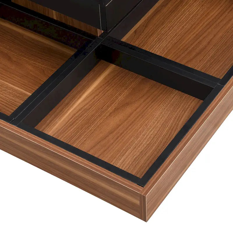 Table basse carrée double couche rotative à 360° au design moderne