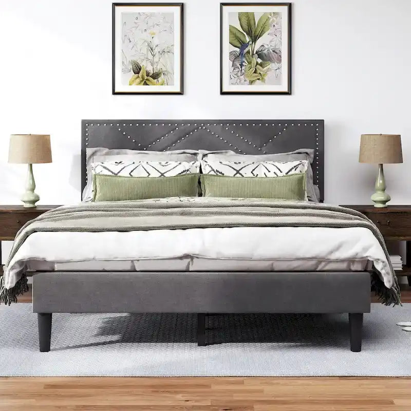 Upholstered headboard/platform bed