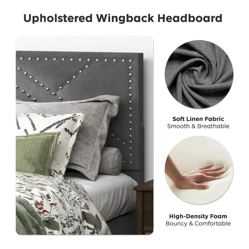 Upholstered headboard/platform bed