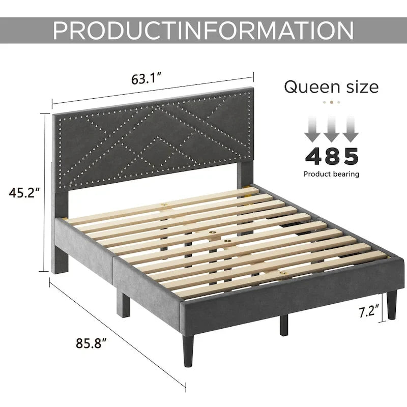 Upholstered headboard/platform bed