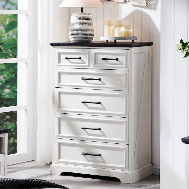 Commode de style rustique à 6 tiroirs