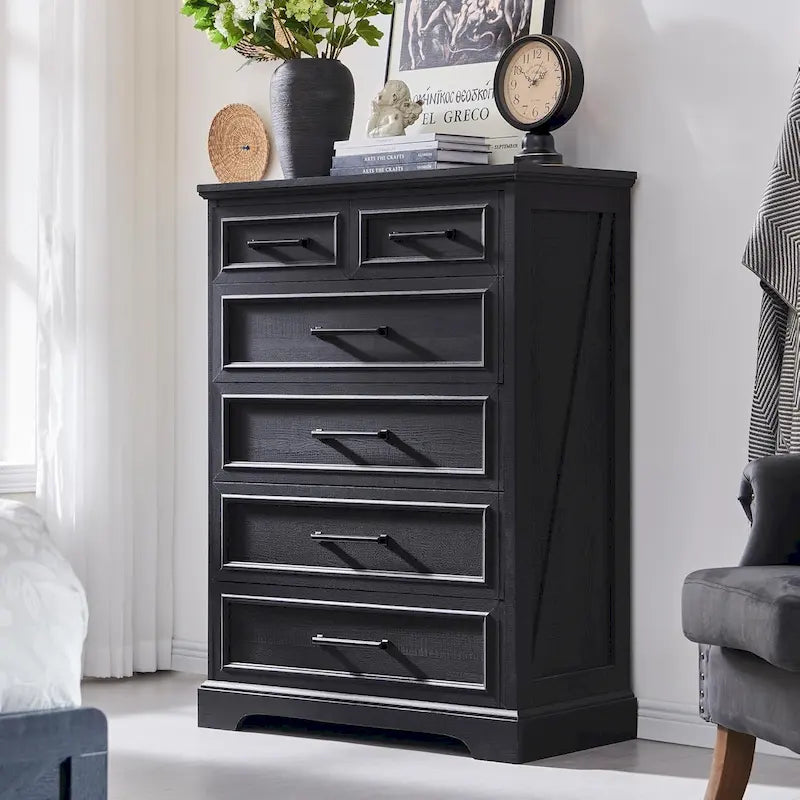 Commode de style rustique à 6 tiroirs