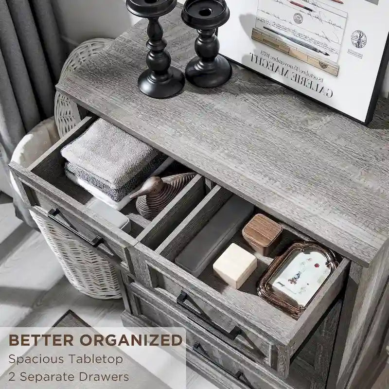 Commode de style rustique à 6 tiroirs
