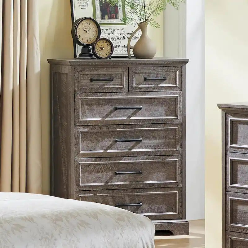 Commode de style rustique à 6 tiroirs