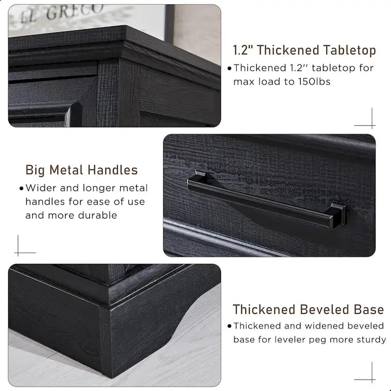 Commode de style rustique à 6 tiroirs