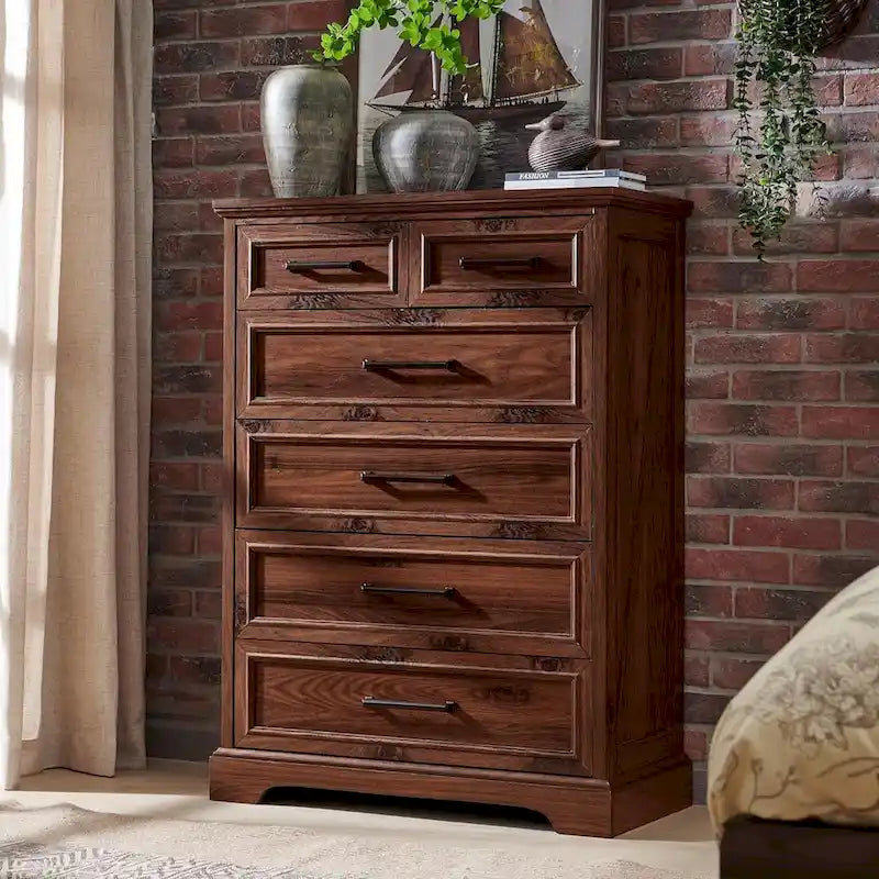 Commode de style rustique à 6 tiroirs