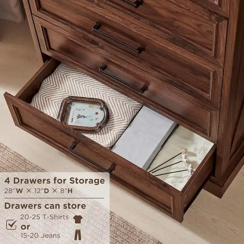 Commode de style rustique à 6 tiroirs