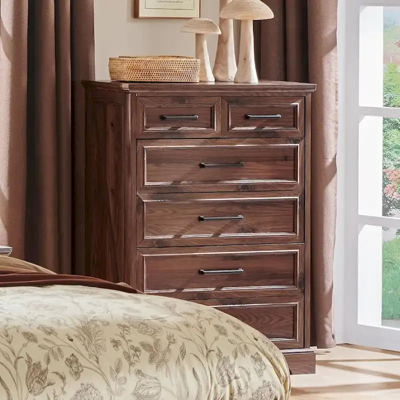 Commode de style rustique à 6 tiroirs