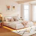 Lit plateforme rembourré flottant beige