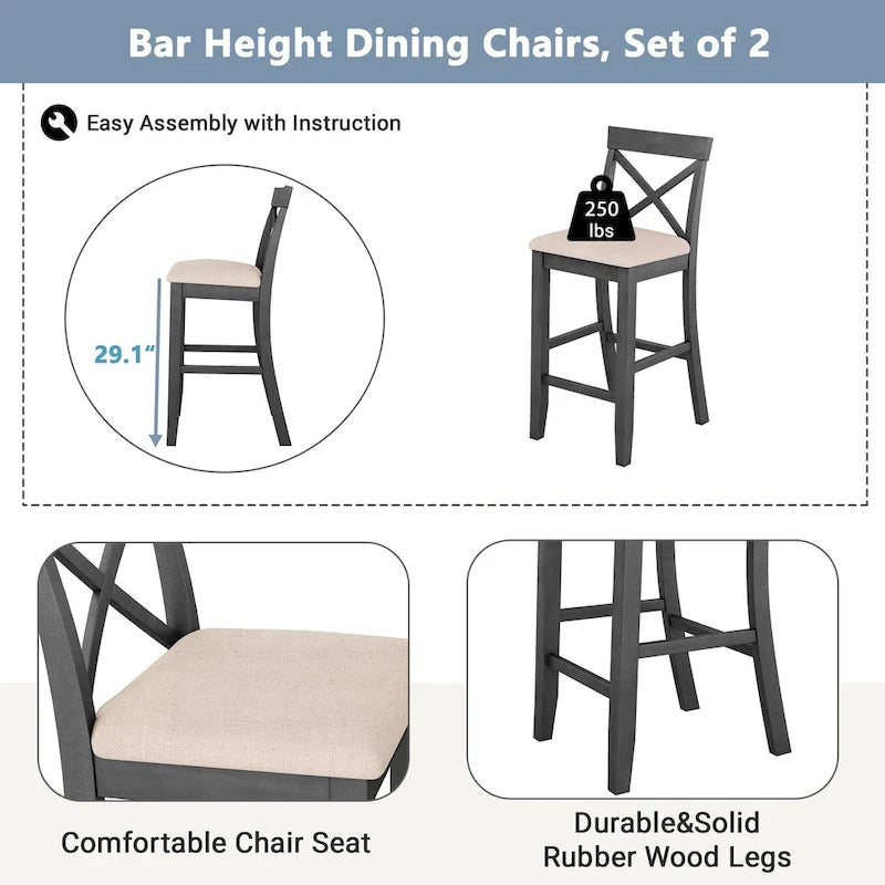 Table et chaises de salle à manger de style ferme