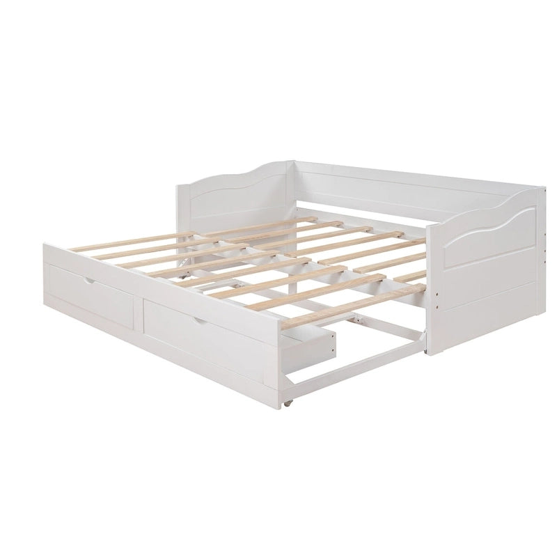 Canapé-lit extensible double en pin blanc