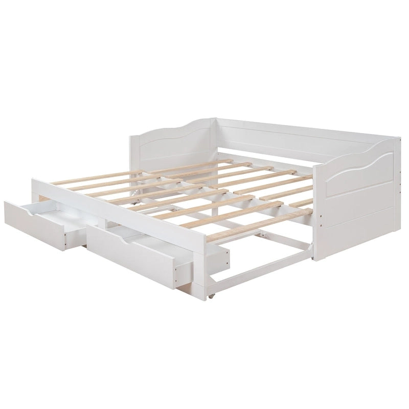 Canapé-lit extensible double en pin blanc