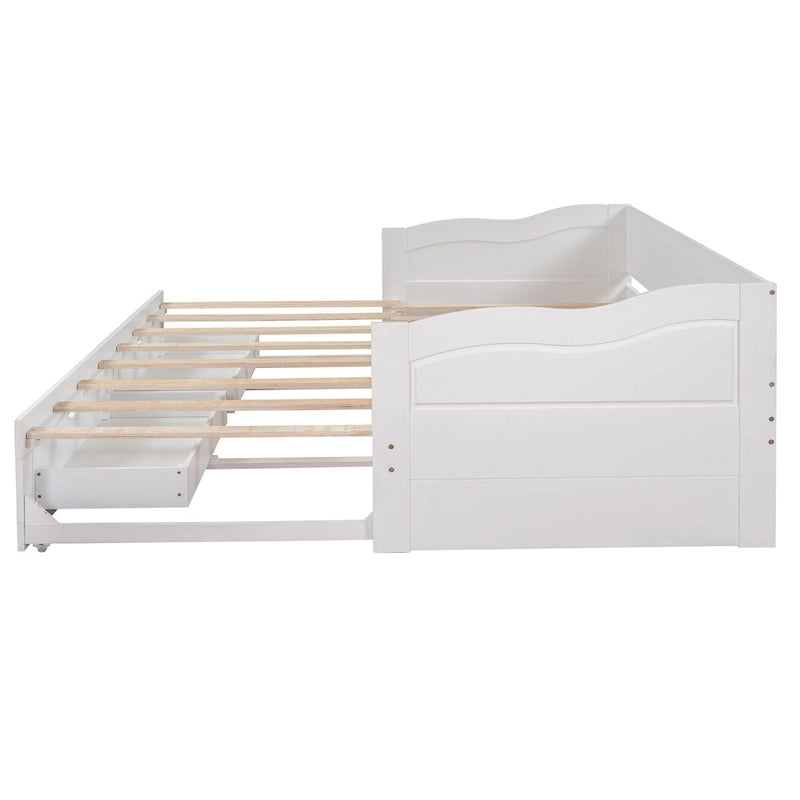 Canapé-lit extensible double en pin blanc
