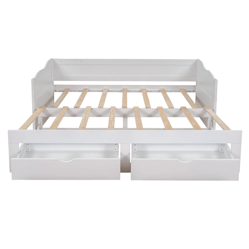 Canapé-lit extensible double en pin blanc