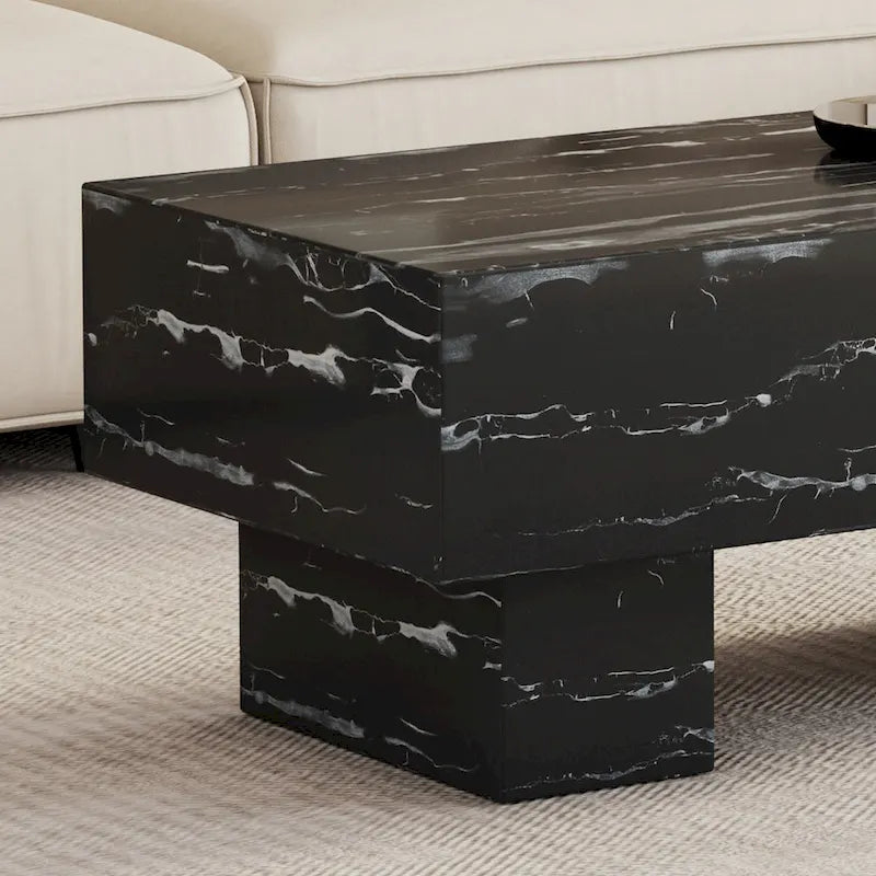 Table basse en marbre noir texturé