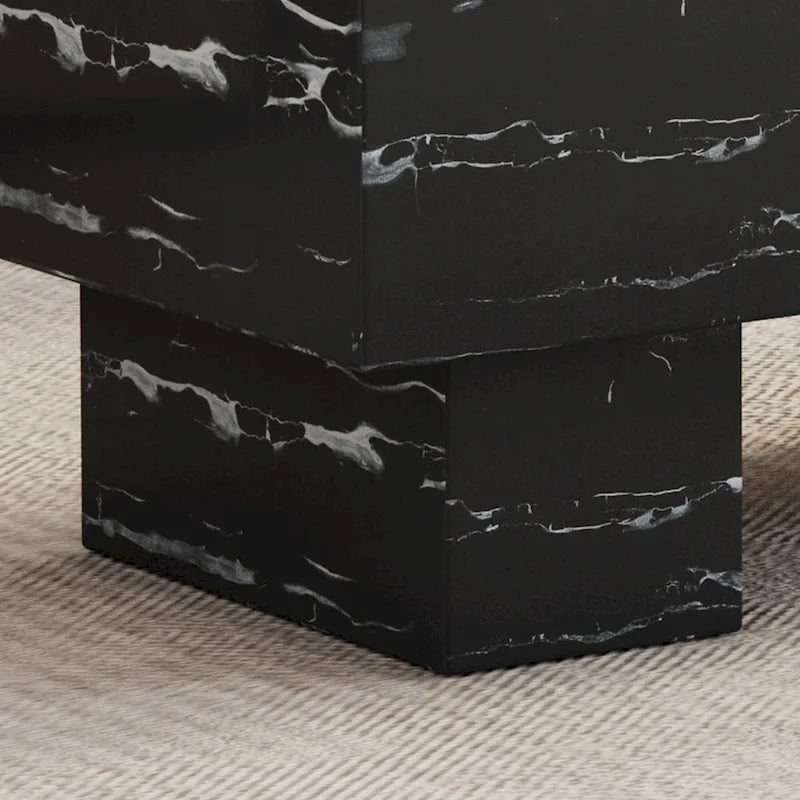 Table basse en marbre noir texturé