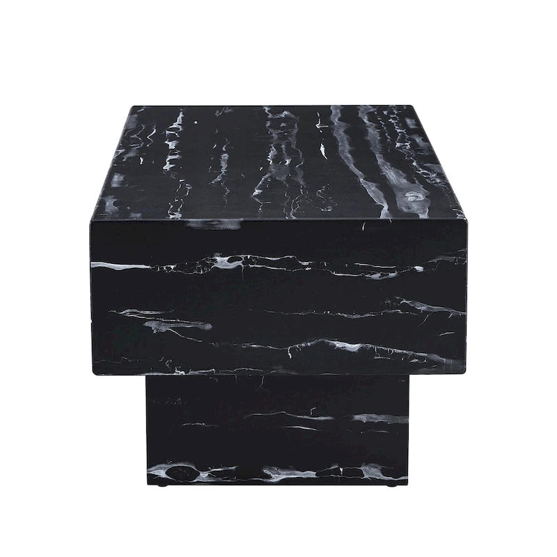 Table basse en marbre noir texturé
