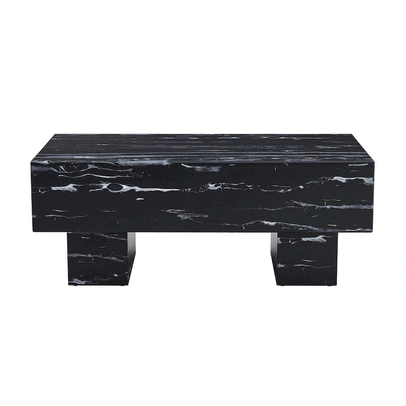 Table basse en marbre noir texturé
