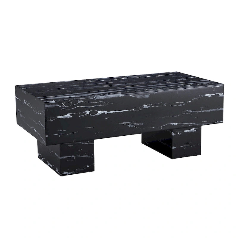 Table basse en marbre noir texturé
