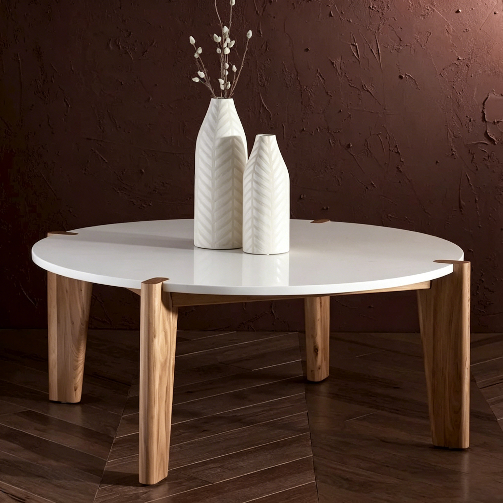 Table basse ronde à plateau en marbre