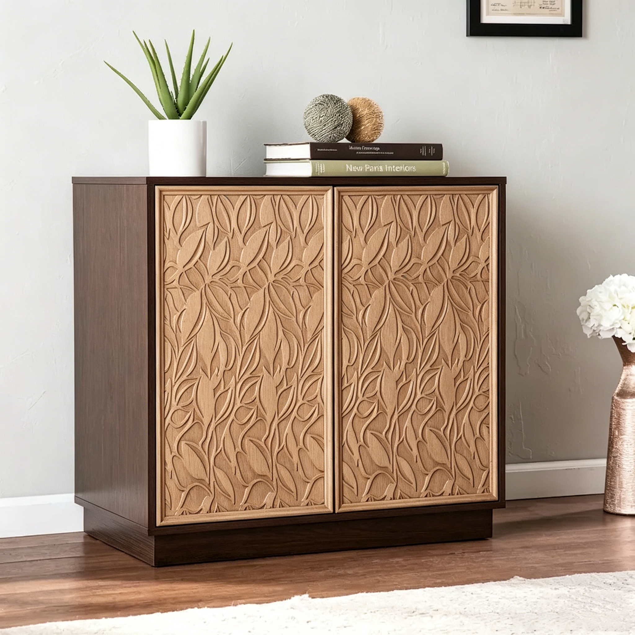 Armoires de cuisine de style transitoire en bois brun
