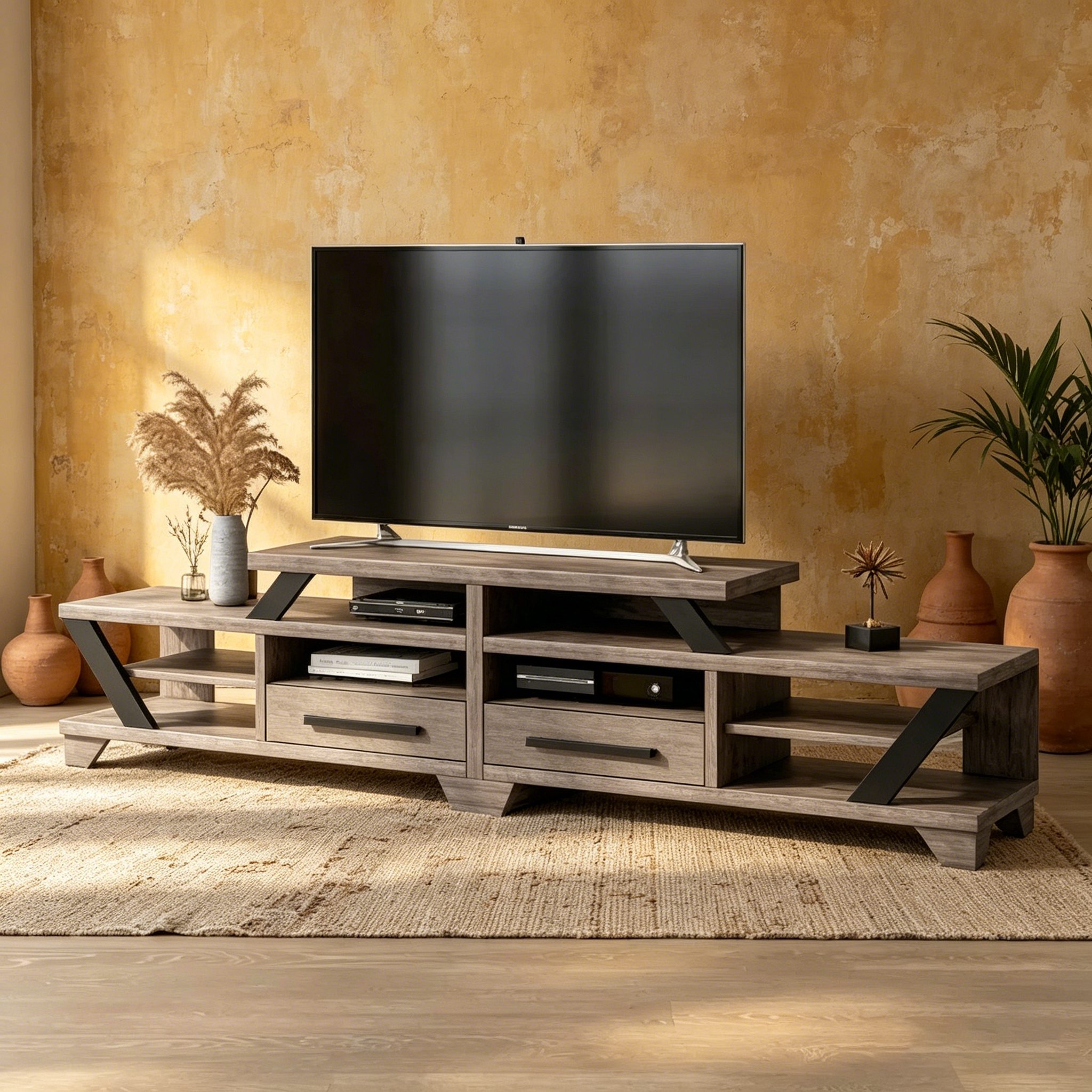 Meuble TV multicouche moderne de style ouvert