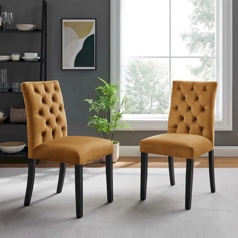 Chaise de salle à manger en velours