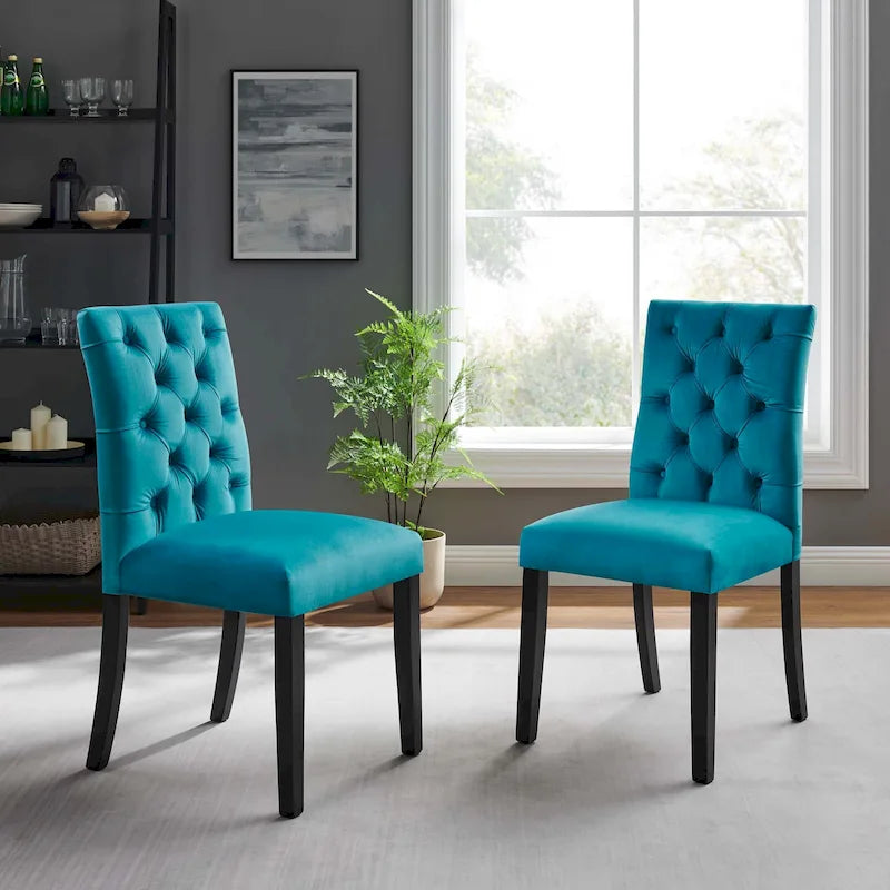 Chaise de salle à manger en velours