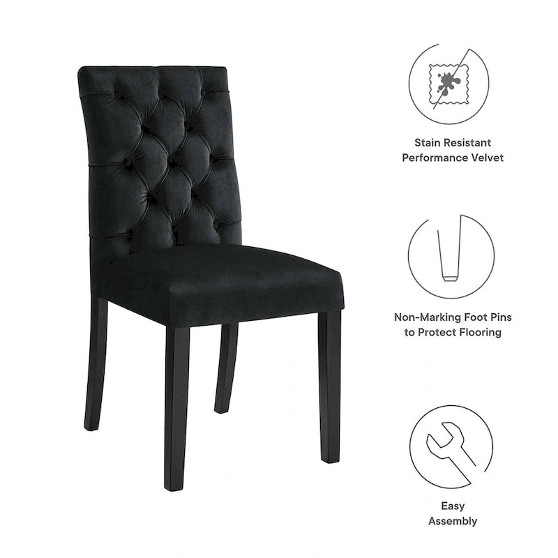 Chaise de salle à manger en velours