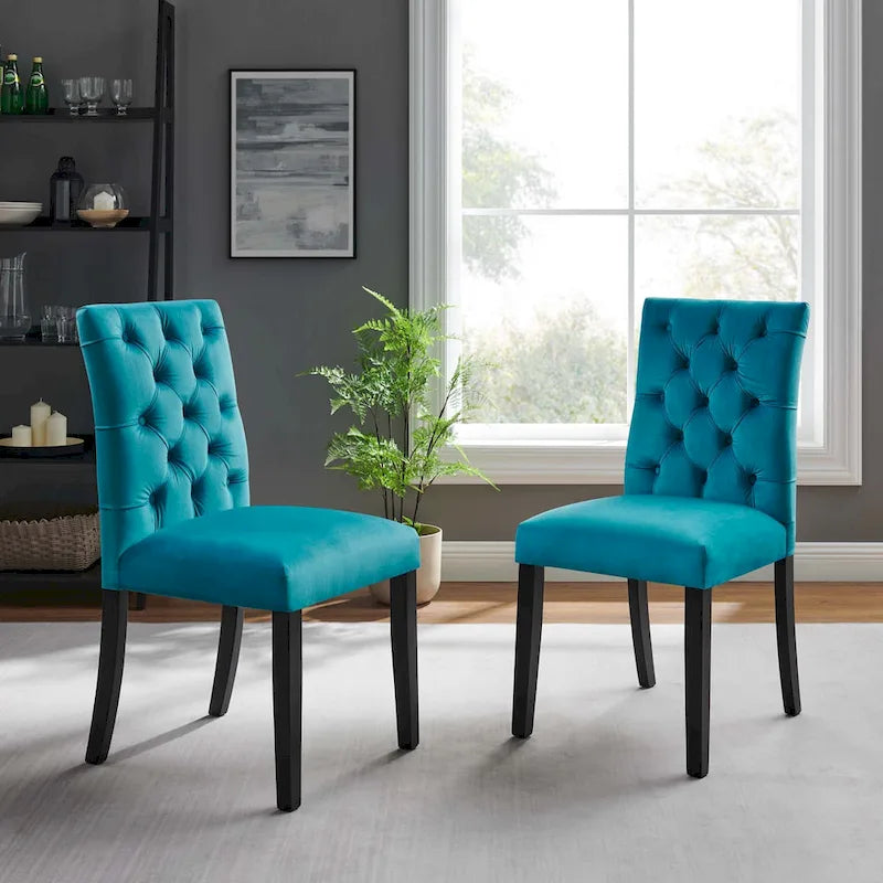 Chaise de salle à manger en velours