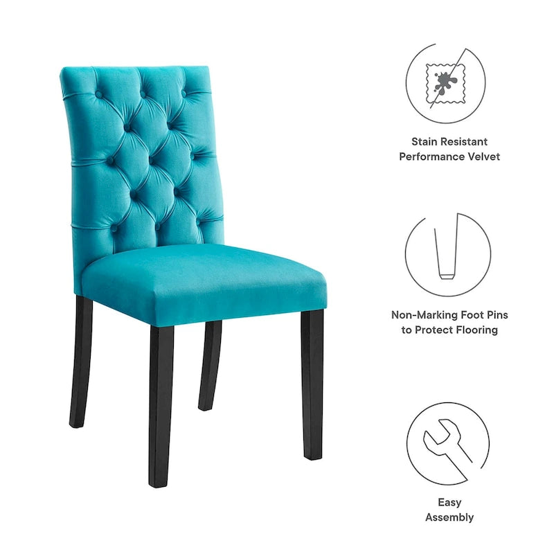 Chaise de salle à manger en velours