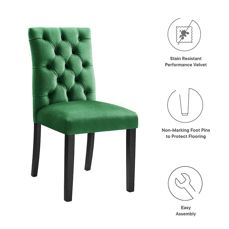Chaise de salle à manger en velours