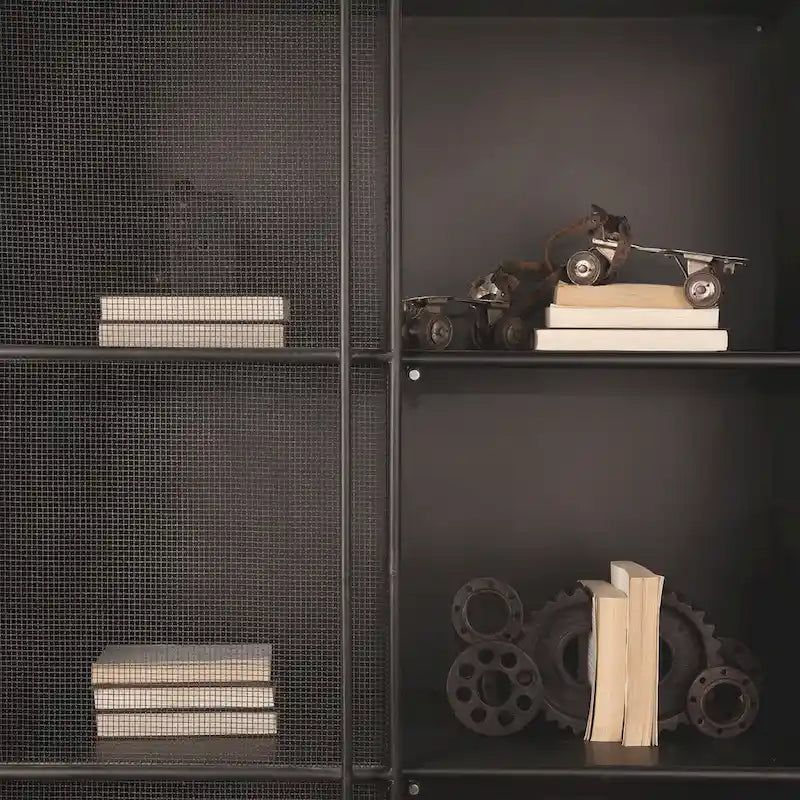 Vitrine Klaus marron foncé en métal poli avec portes grillagées