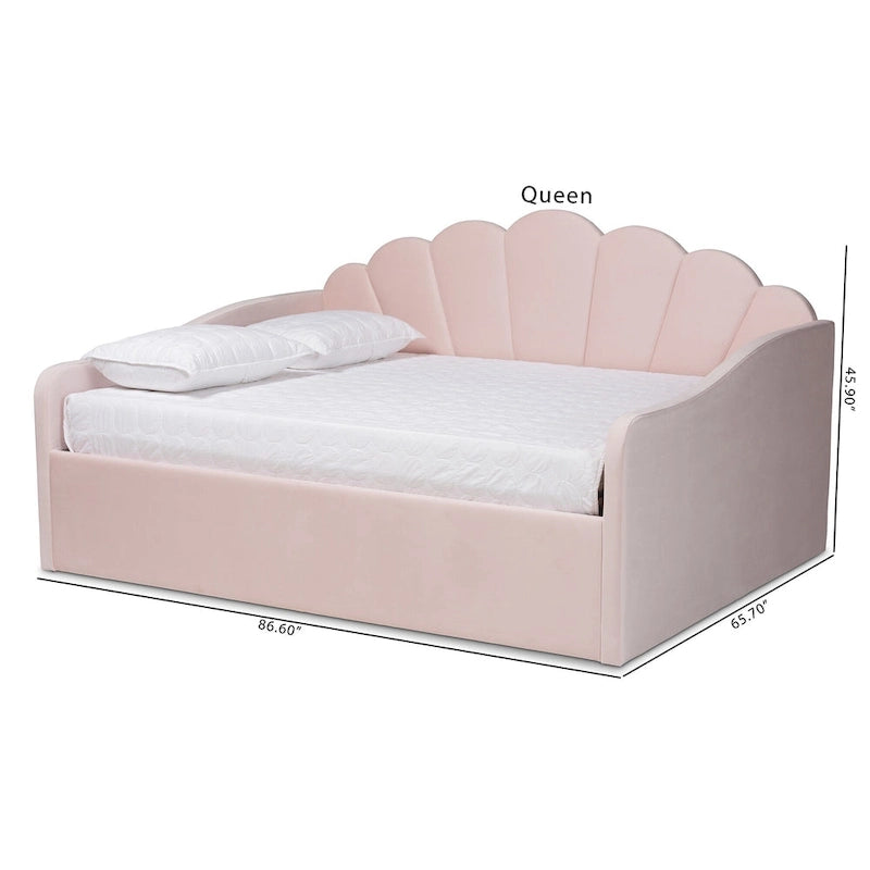Lit de repos moderne tapissé de velours - rose clair