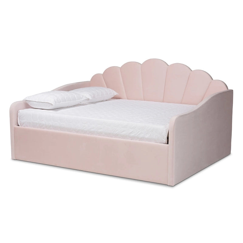 Lit de repos moderne tapissé de velours - rose clair