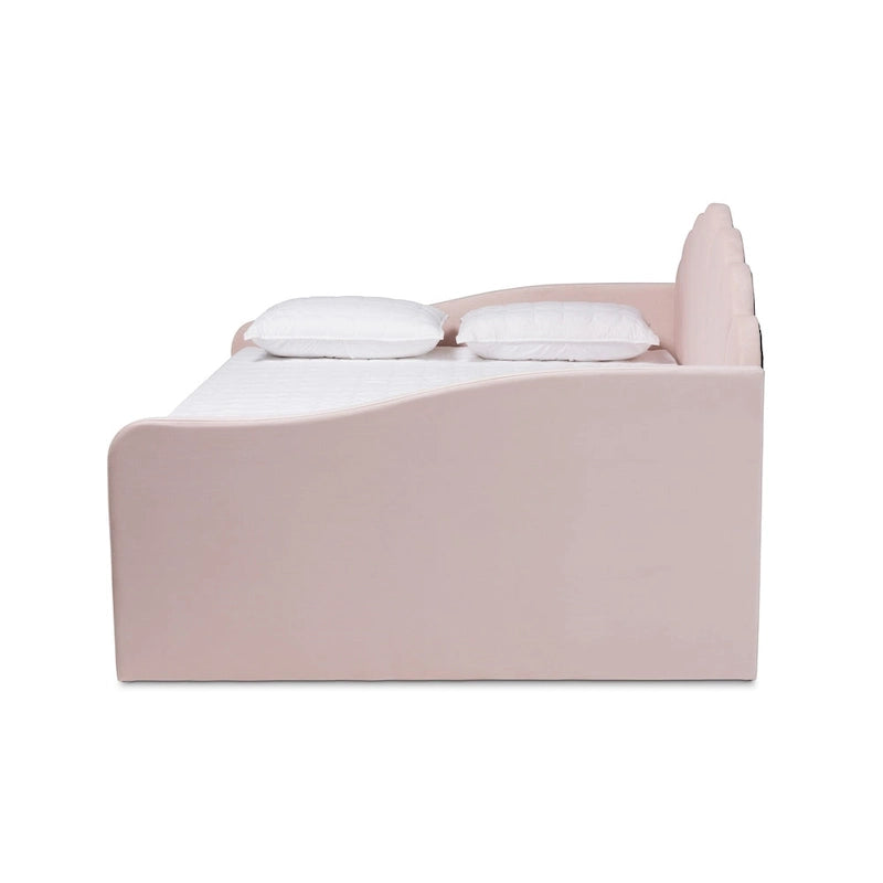 Lit de repos moderne tapissé de velours - rose clair