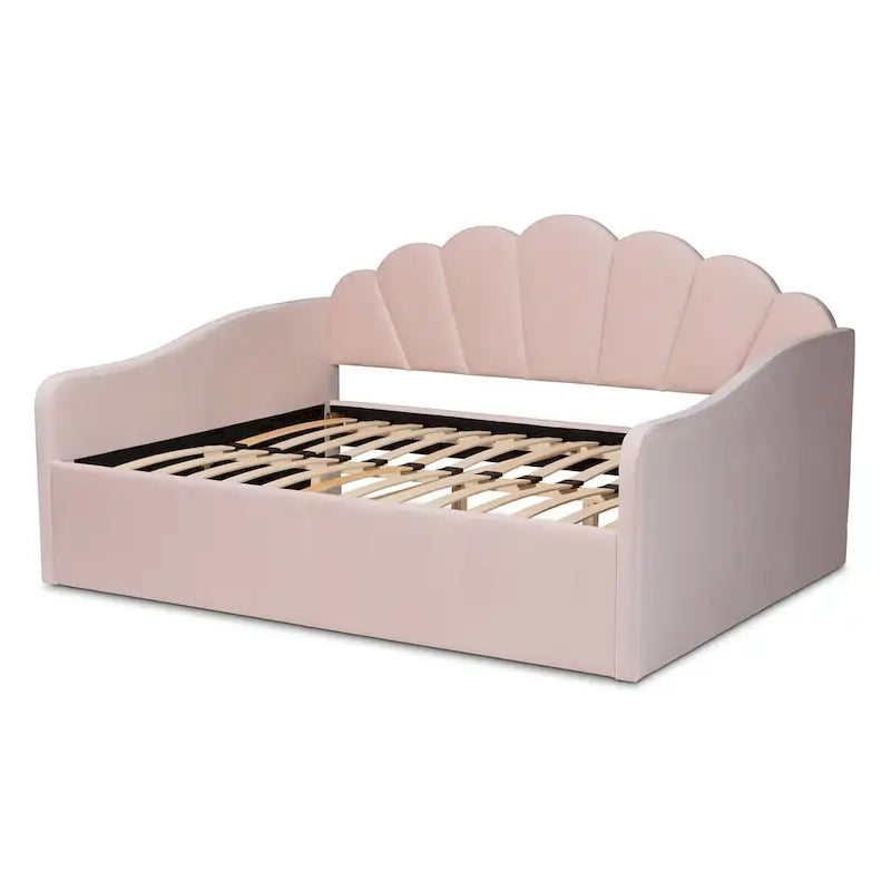 Lit de repos moderne tapissé de velours - rose clair
